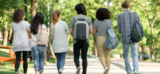 immagine di studenti che camminano di spalle